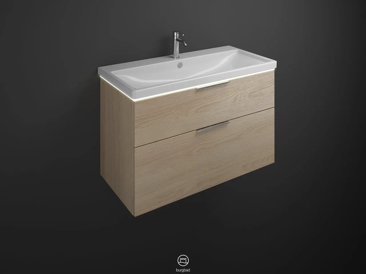 burgbad Badmöbelset Keramik-Waschtisch inkl. Waschtischunterschrank „Eqio“ 103 × 66,5 × 49 cm Griff, Chrom (230 mm), in Grau Hochglanz burgbad Badmöbelset Keramik-Waschtisch inkl. Waschtischunterschrank „Eqio“ 103 × 66,5 × 49 cm Griff, Chrom (230 mm), in Grau Hochglanz