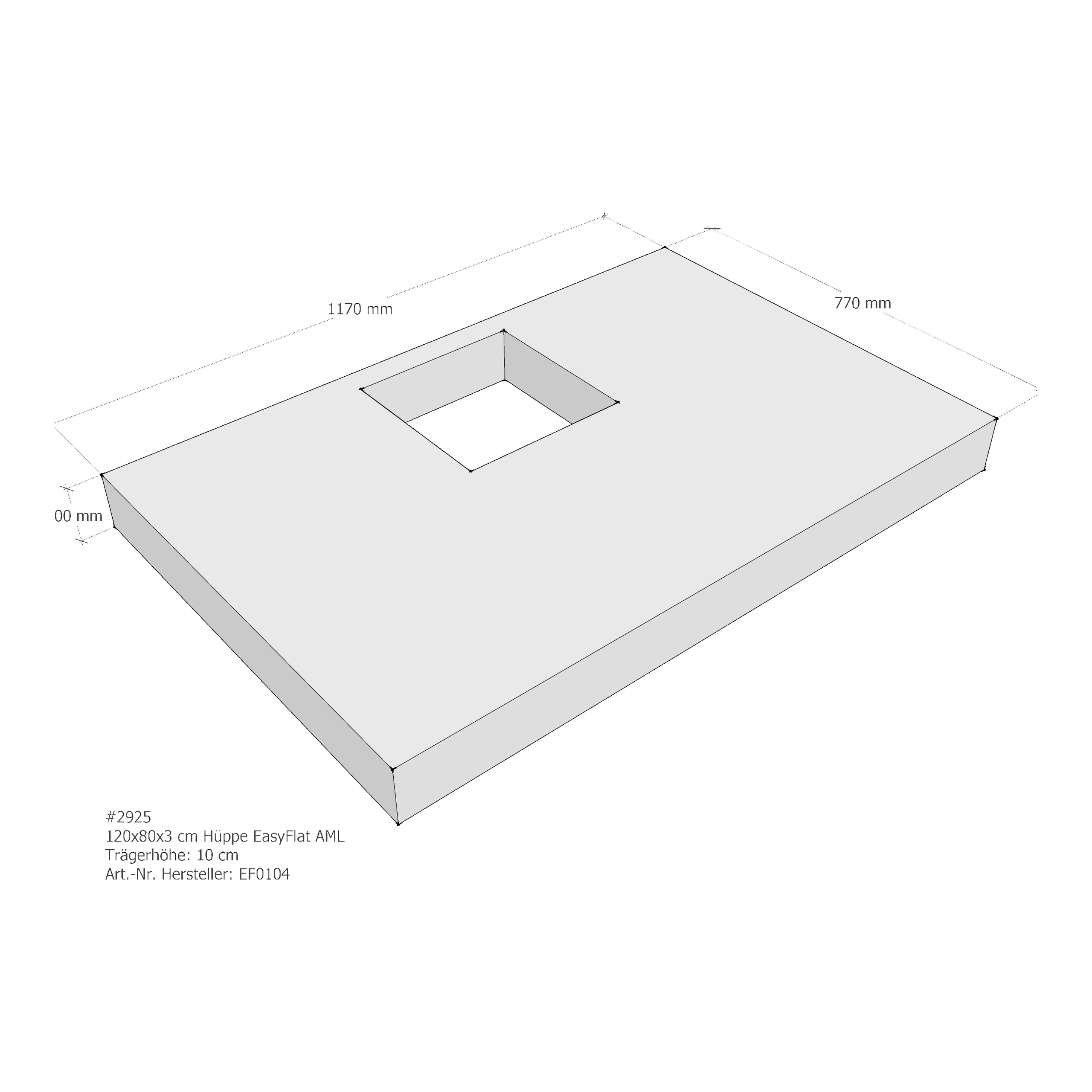 Duschwannenträger für Hüppe EasyFlat 120 × 80 × 3 cm
