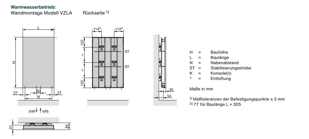 Zehnder Design-Heizkörper Warmwasserbetrieb Ausführung doppellagig „Arteplano“ 60,1 × 161,3 cm, zweilagig in Concrete Grey