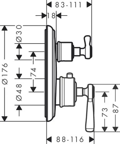 Thermostat Unterputz Axor Montreux F-Set Hebelgriff chrom mit Absperrventil Thermostat Unterputz Axor Montreux F-Set Hebelgriff chrom mit Absperrventil