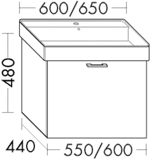 Waschtischunterschrank Sys30 von burgbad – 1 Auszug, 440 mm tief, 550 mm breit, 480 mm hoch Waschtischunterschrank Sys30 von burgbad – 1 Auszug, 440 mm tief, 550 mm breit, 480 mm hoch