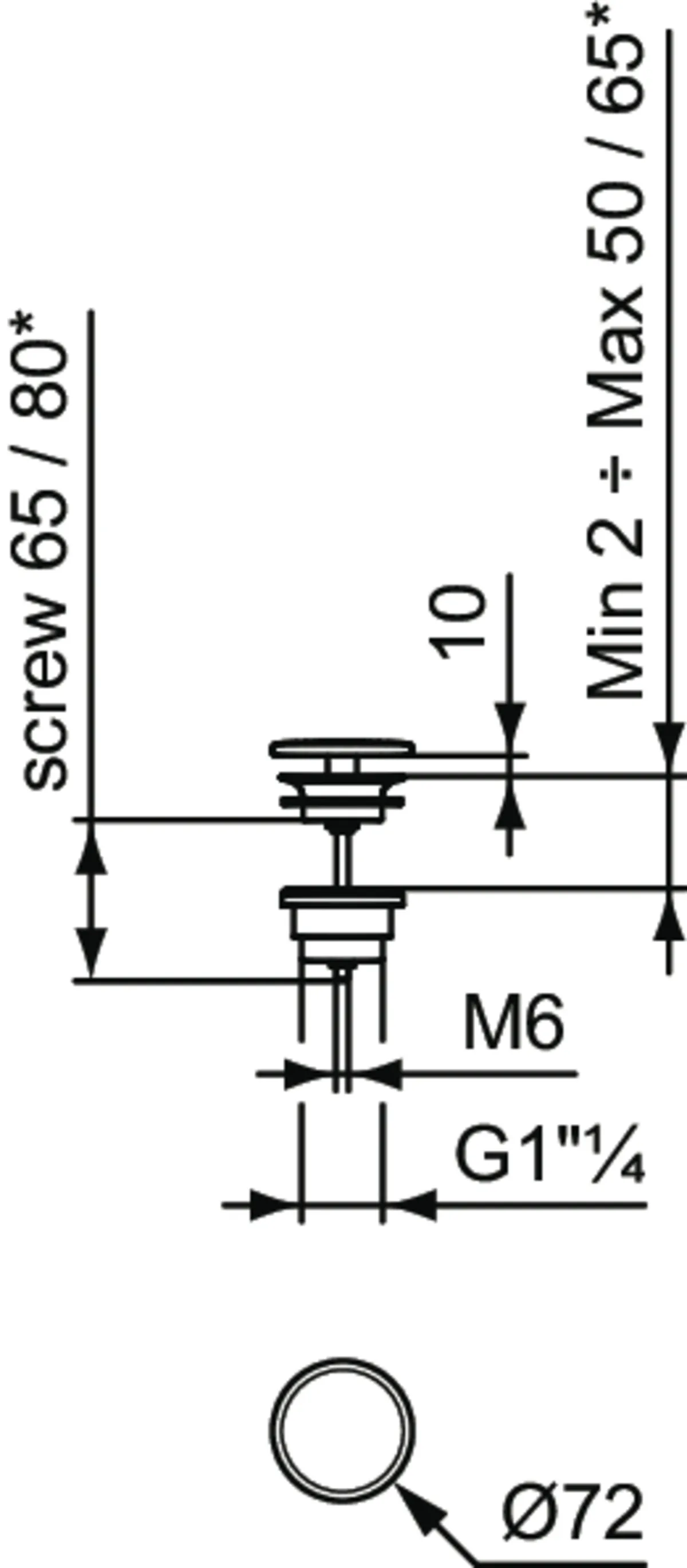 Ideal Standard Schaftventil E2114V1, nicht verschließbar, Seidenweiß, 72x72x75 mm, für Waschtisch