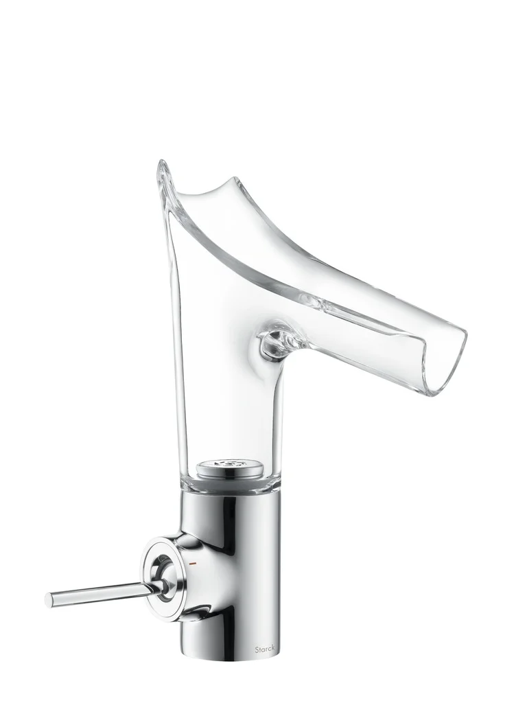 Hansgrohe AXOR Starck V Einhebel-Waschtischmischer chrom, Ausladung 125 mm, ComfortZone 140, Glasauslauf, Keramikmischsystem