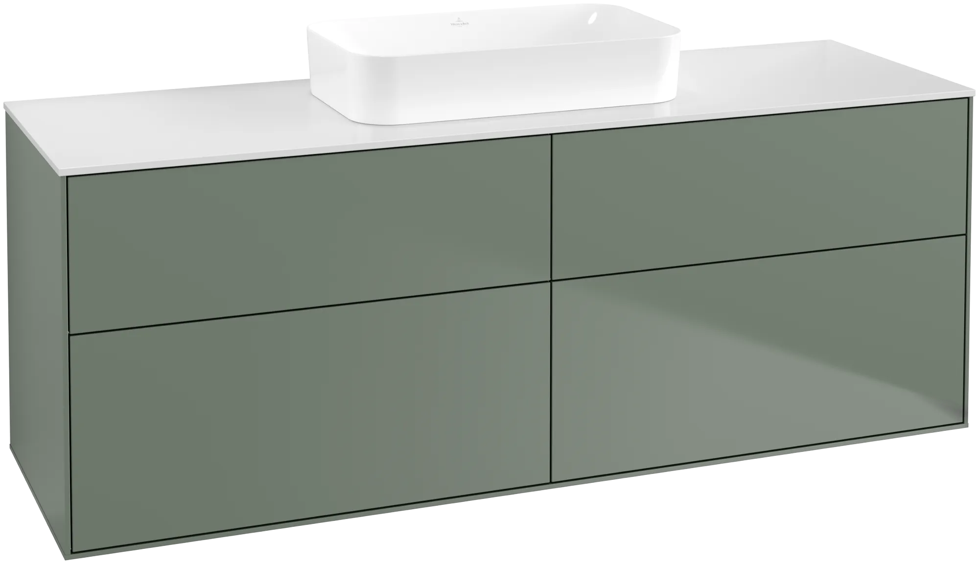 Villeroy & Boch Waschbeckenunterschrank Finion F73, 1600x603x501mm, Olive Matt Lacquer / Glass White Matt
