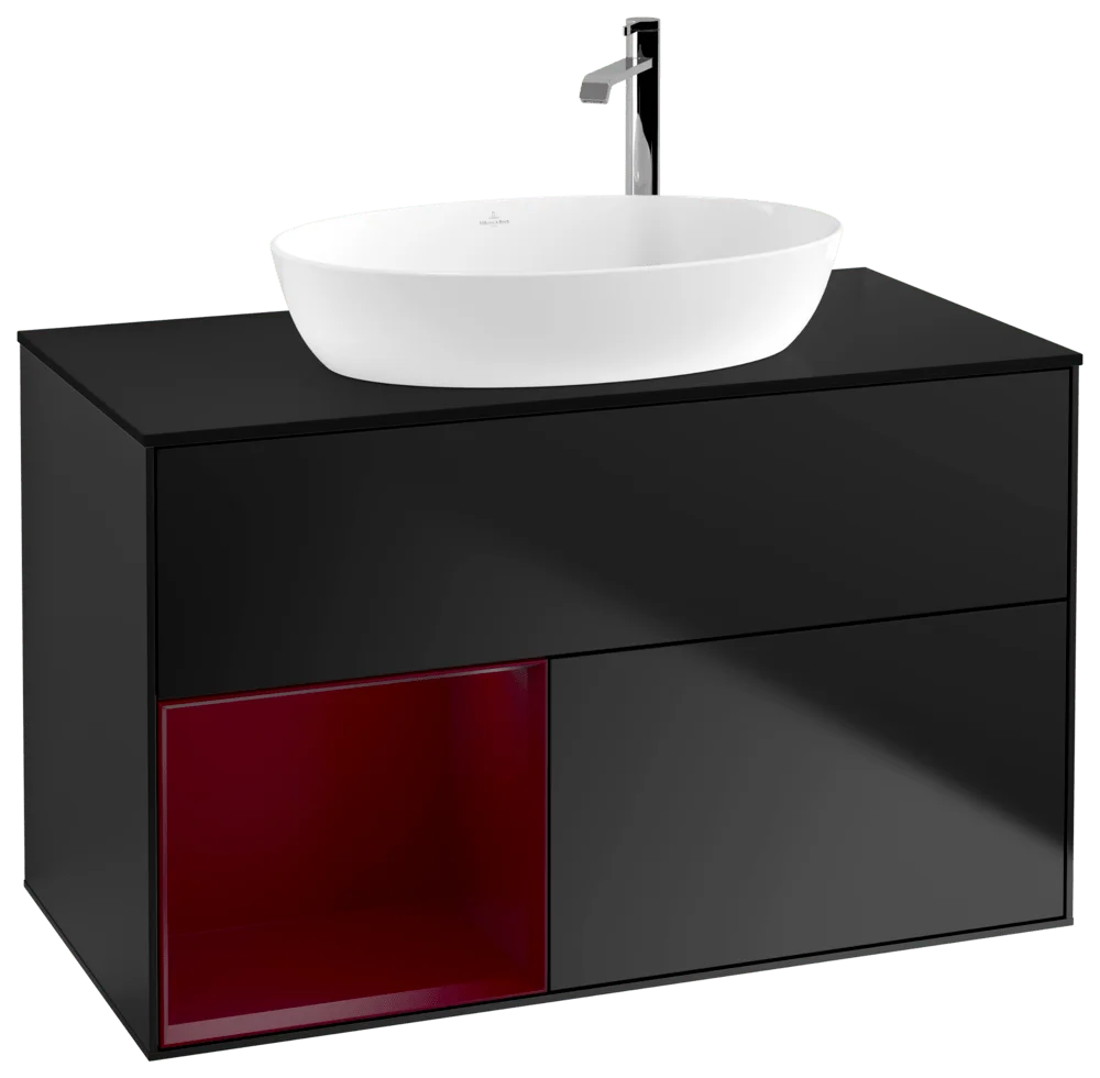 Villeroy & Boch Waschbeckenunterschrank Finion F89, 1000x603x501 mm, Black Matt Lacquer, mit Beleuchtung und Push-to-open Funktion Villeroy & Boch Waschbeckenunterschrank Finion F89, 1000x603x501 mm, Black Matt Lacquer, mit Beleuchtung und Push-to-open Funktion