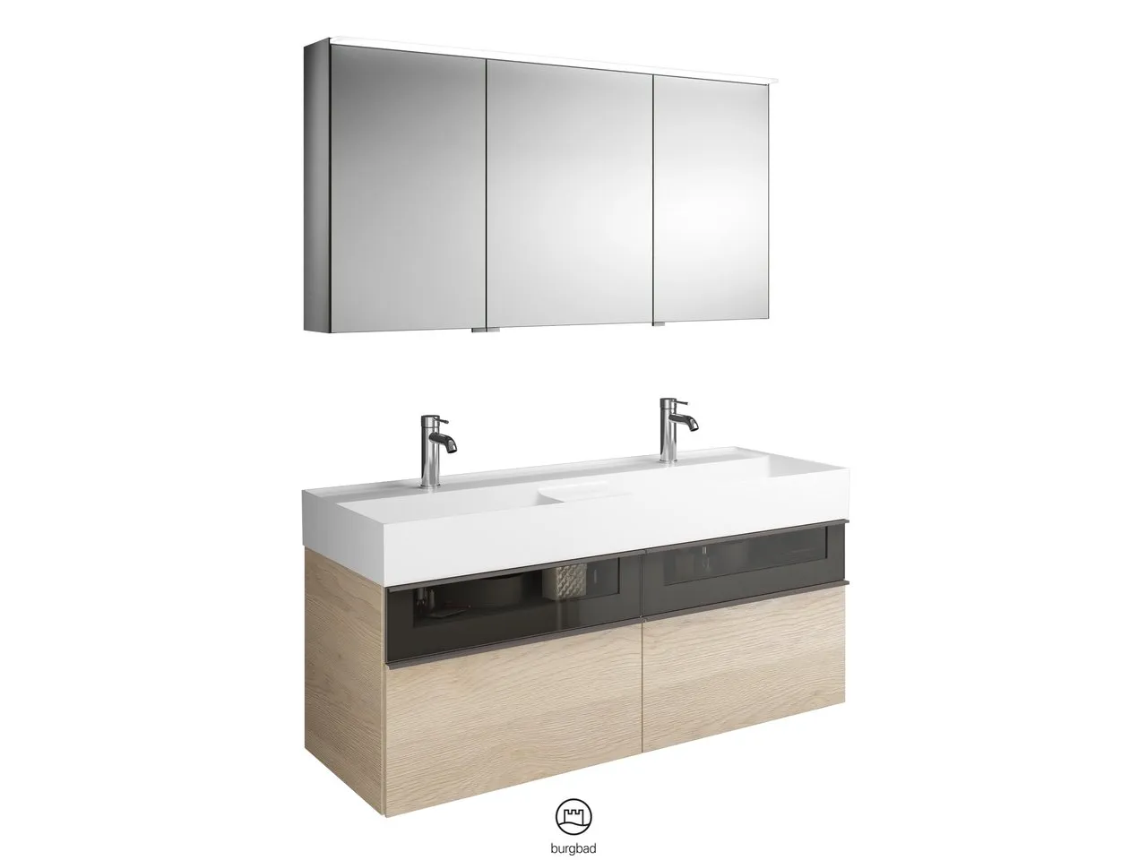 burgbad Badmöbelset „Yumo“ in Eiche Dekor Silber burgbad Badmöbelset „Yumo“ in Eiche Dekor Silber