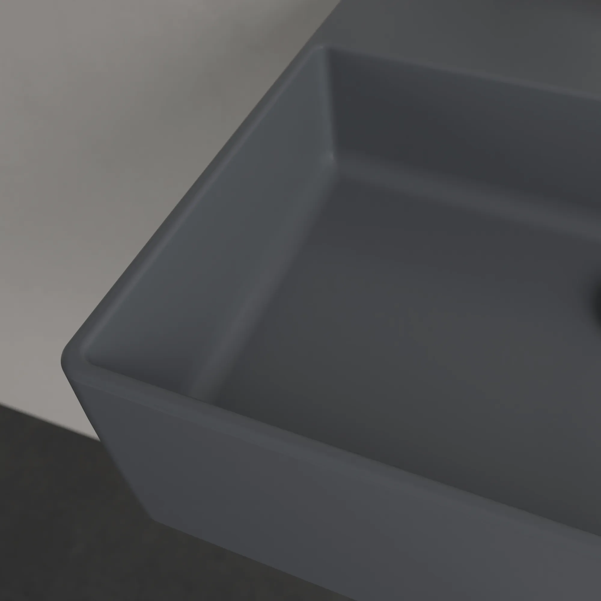 Villeroy & Boch Wandwaschtisch aus TitanCeram geschliffen „Memento 2.0“ 500 × 420 × 140 mm, mit Hahnlochbohrung, Hahnlochposition mittig in Graphite