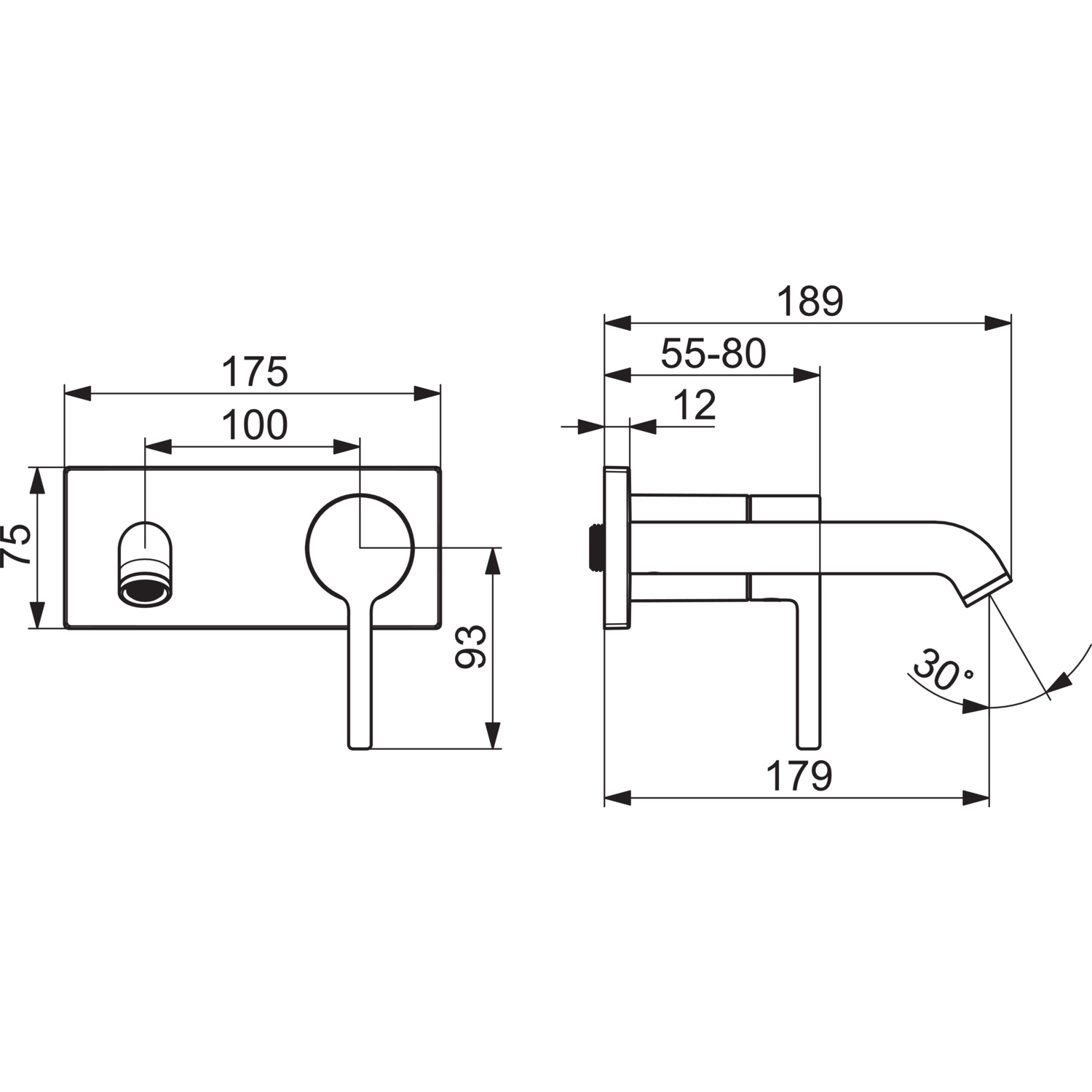 EHM Fertigset für Waschtisch-Batterie VANTIS Style 5480 Rosette eckig Ausladung 179 mm Chrom