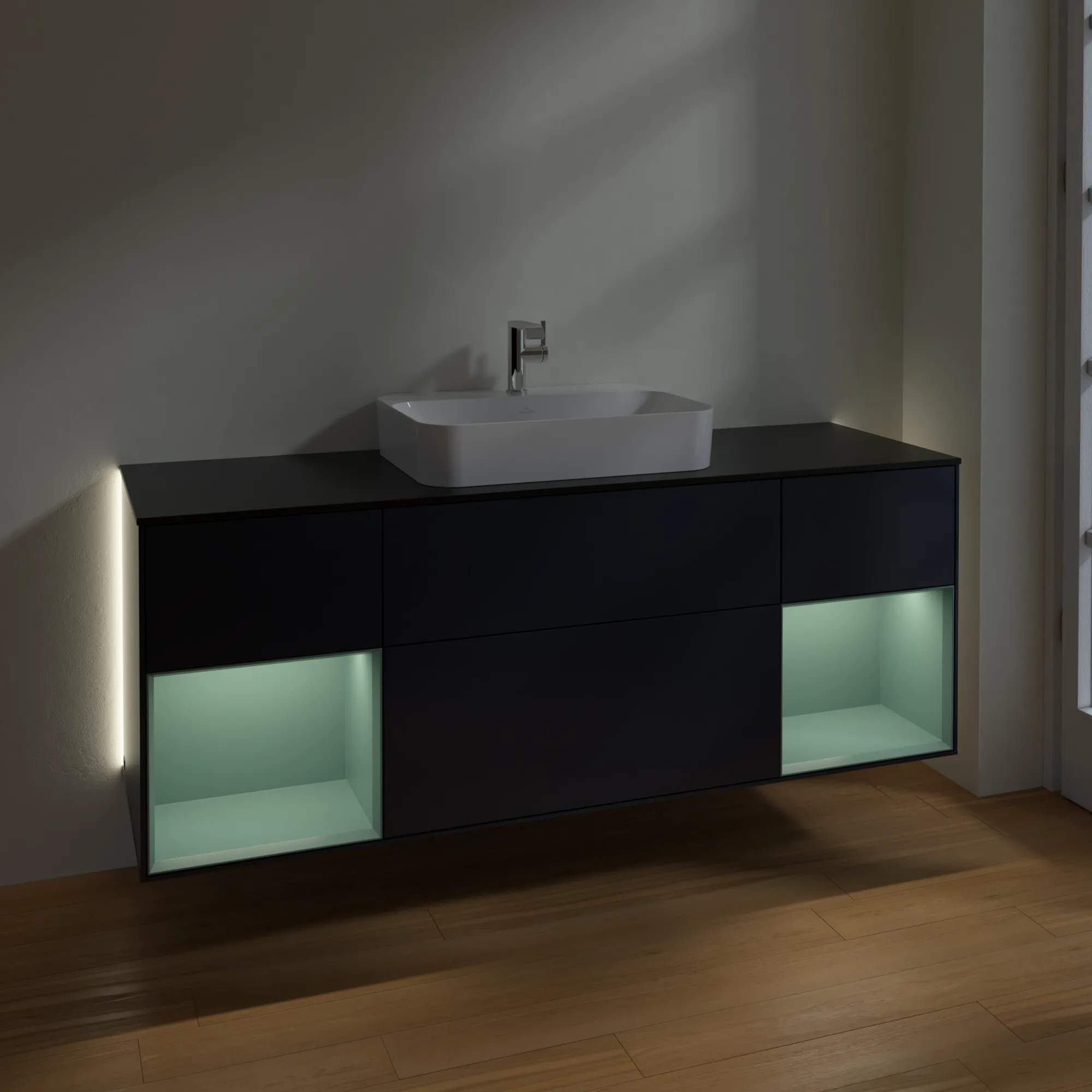 Villeroy & Boch Waschtischunterschrank „Finion“ für Schrankwaschtisch 1600 × 603 × 501 mm Midnight Blue Matt Lacquer, für Becken mittig