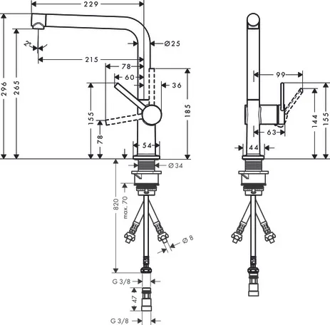 Talis M54 Einhebel-Küchenmischer 270, Niederdruck/offene Warmwasserbereiter, 1jet Chrom Talis M54 Einhebel-Küchenmischer 270, Niederdruck/offene Warmwasserbereiter, 1jet Chrom