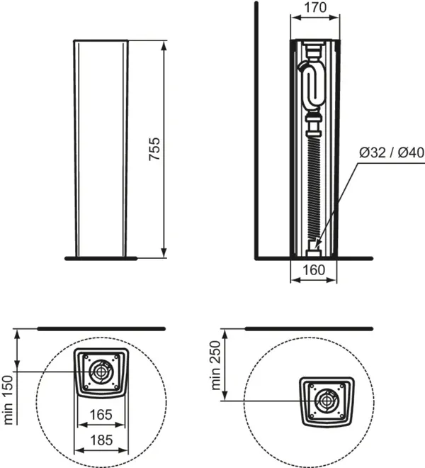 Halbsäule „Conca“ 18,5 × 75,5 × 17 cm in Weiß Halbsäule „Conca“ 18,5 × 75,5 × 17 cm in Weiß