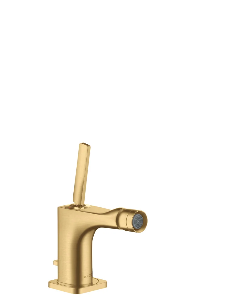 Hansgrohe AXOR Citterio E Bidetmischer Brushed Gold Optic Einhebel-Bidetmischer mit Kugelgelenk-Luftsprudler, Ausladung 114 mm, Auslaufhöhe 105 mm, max. Durchflussmenge 7,2 l/min bei 3 bar, Keramikmischsystem, für Durchlauferhitzer geeignet