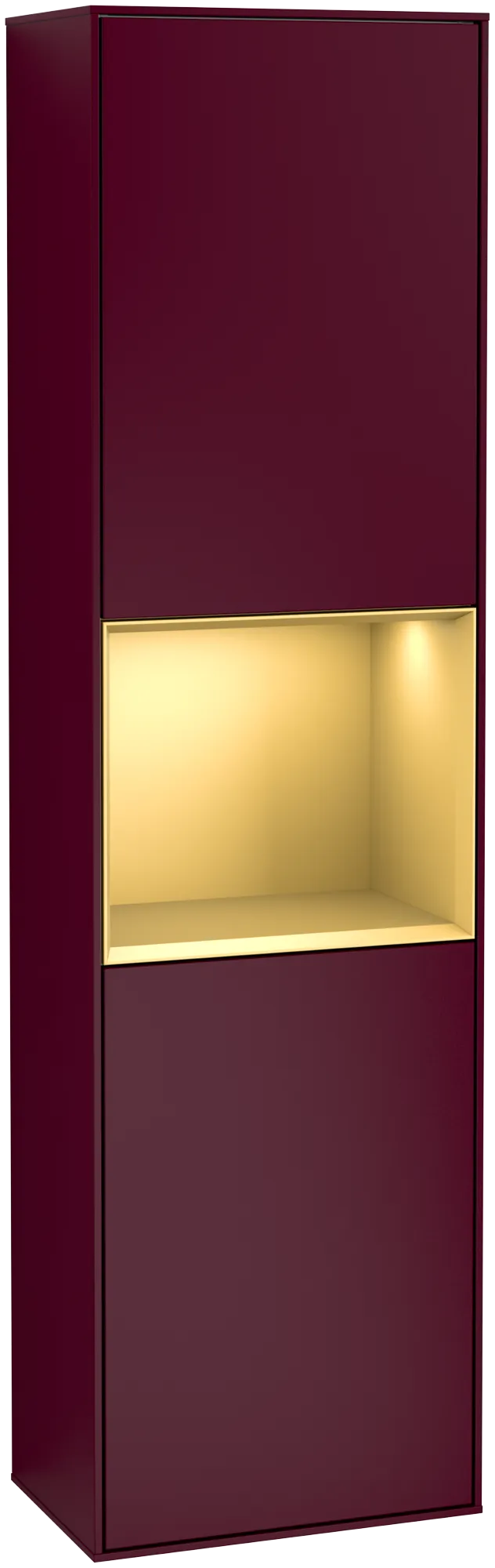 Villeroy & Boch Hochschrank Finion F460HF - Eckig, 418x1516x270 mm, Peony Matt Lacquer mit Gold Regal, Beleuchtung dimmbar, 2 Türen Villeroy & Boch Hochschrank Finion F460HF - Eckig, 418x1516x270 mm, Peony Matt Lacquer mit Gold Regal, Beleuchtung dimmbar, 2 Türen