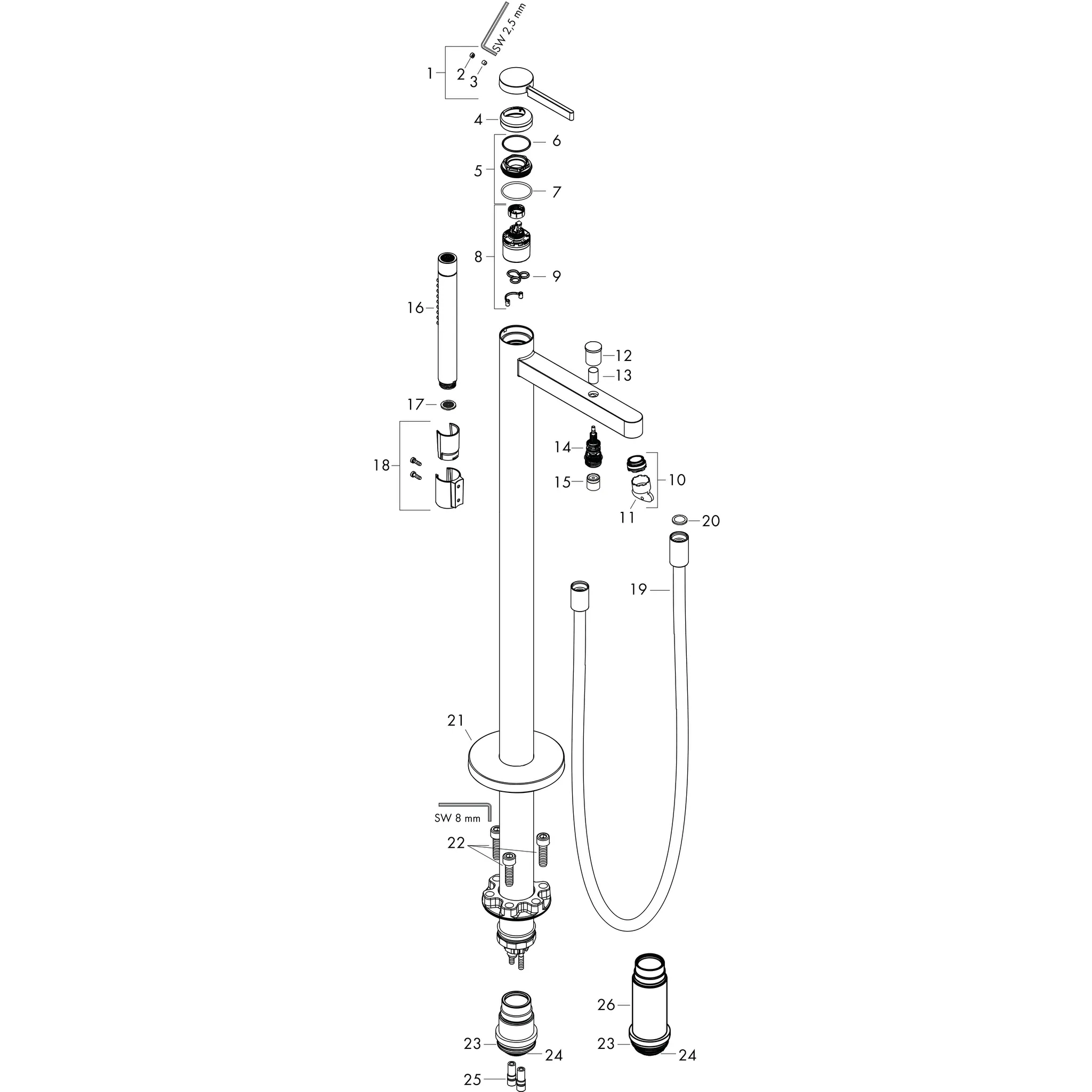 Hansgrohe Finoris Einhebel-Wannenmischer bodenstehend Chrom Hansgrohe Finoris Einhebel-Wannenmischer bodenstehend Chrom