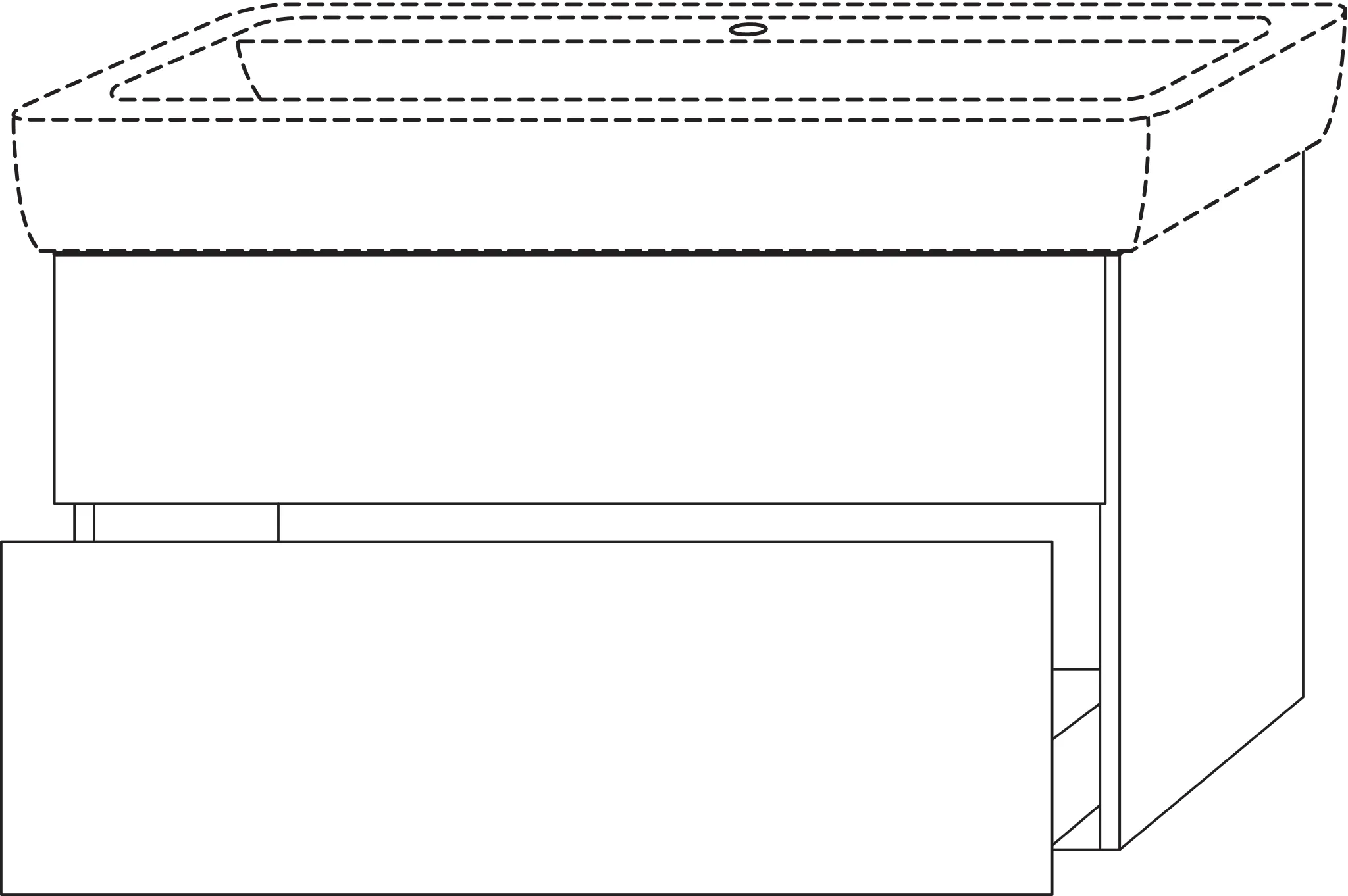 Waschtischunterbau mit Auszügen 3way (UF759) 588x950x447 Schwarz-Matt