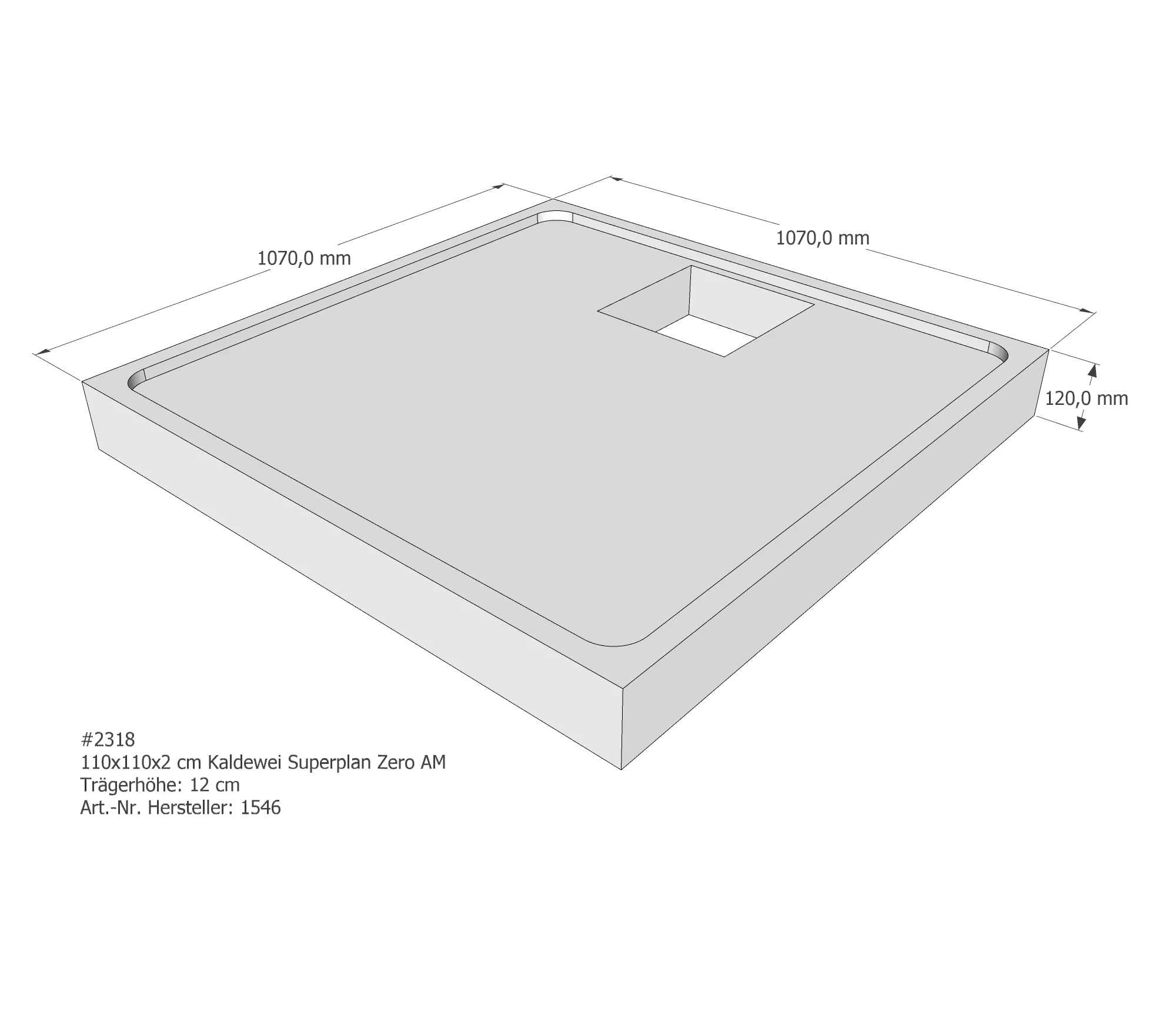 Duschwannenträger für Kaldewei Superplan Zero 110 × 110 × 2 cm Duschwannenträger für Kaldewei Superplan Zero 110 × 110 × 2 cm