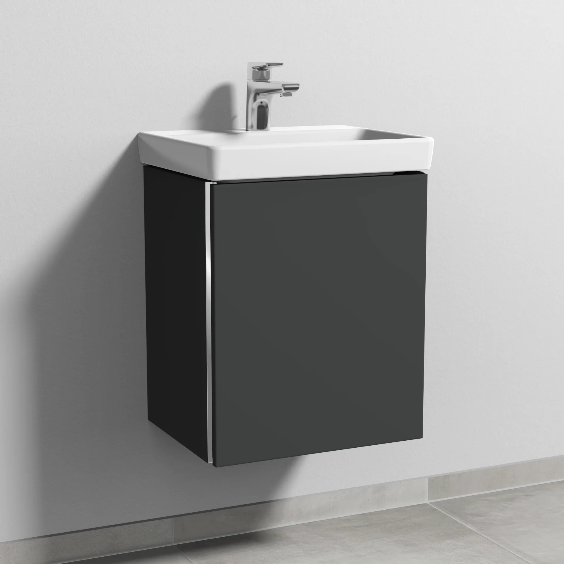 Sanipa Waschtischunterschrank „3way“ passend zu Keramik-Waschtische Avento von Villeroy & Boch 430 × 510 × 352 mm in Graphit (matt), Anschlag rechts
