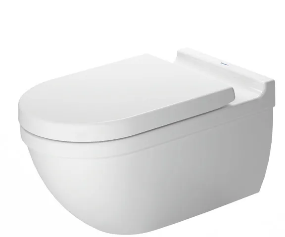 Wand-Tiefspül-WC „Starck 3“ 36,5 × 38 × 62 cm mit HygieneGlaze, Befestigung verdeckt, mit Spülrand