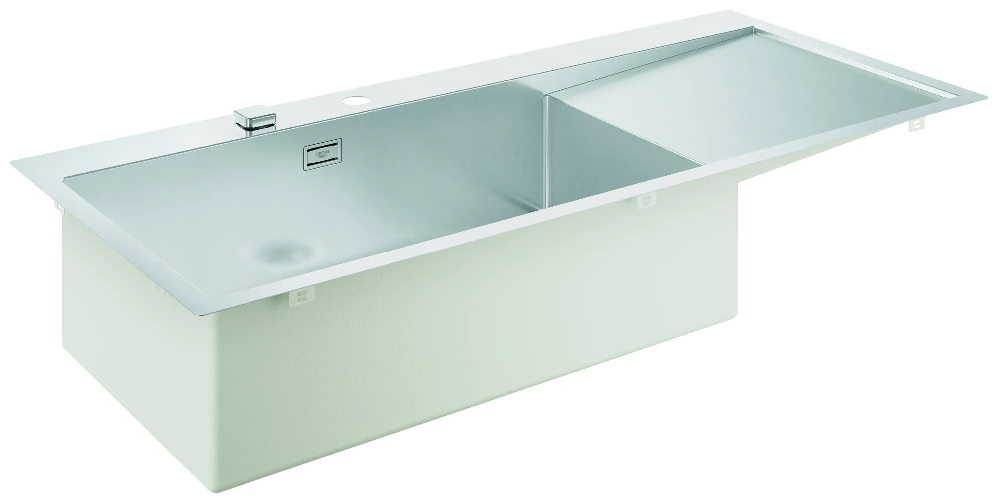 Edelstahlspüle K1000 31581_1, mit Abtropffläche, Modell: K1000 80-S 116/52 1.0 lh, Montageart: aufliegend oder flächenbündig, Maße: 1160 x 520 mm, 1 Becken: 710 x 400 mm, links einbaubar, edelstahl Edelstahlspüle K1000 31581_1, mit Abtropffläche, Modell: K1000 80-S 116/52 1.0 lh, Montageart: aufliegend oder flächenbündig, Maße: 1160 x 520 mm, 1 Becken: 710 x 400 mm, links einbaubar, edelstahl