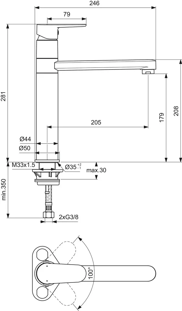 Küchenarmatur Cerafine O, H180, mit hohem Rohrauslauf, Ausladung 205 mm, Chrom Küchenarmatur Cerafine O, H180, mit hohem Rohrauslauf, Ausladung 205 mm, Chrom