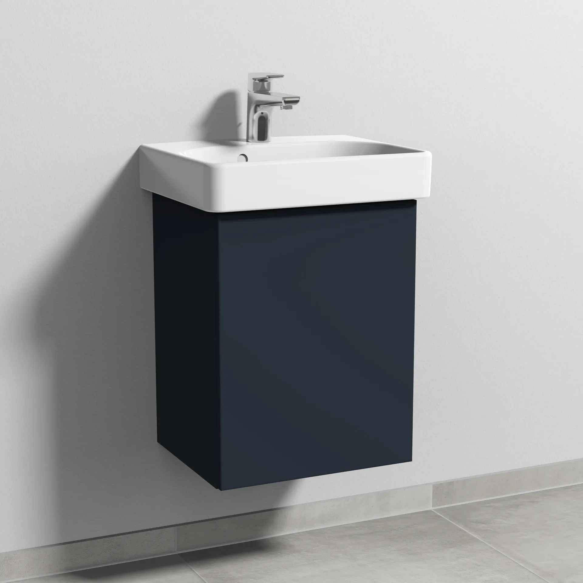 Sanipa Waschtischunterschrank „3way“ passend zu Keramik-Waschtische Smyle Square von Geberit 400 × 523 × 332 mm in Marine (matt), Anschlag rechts