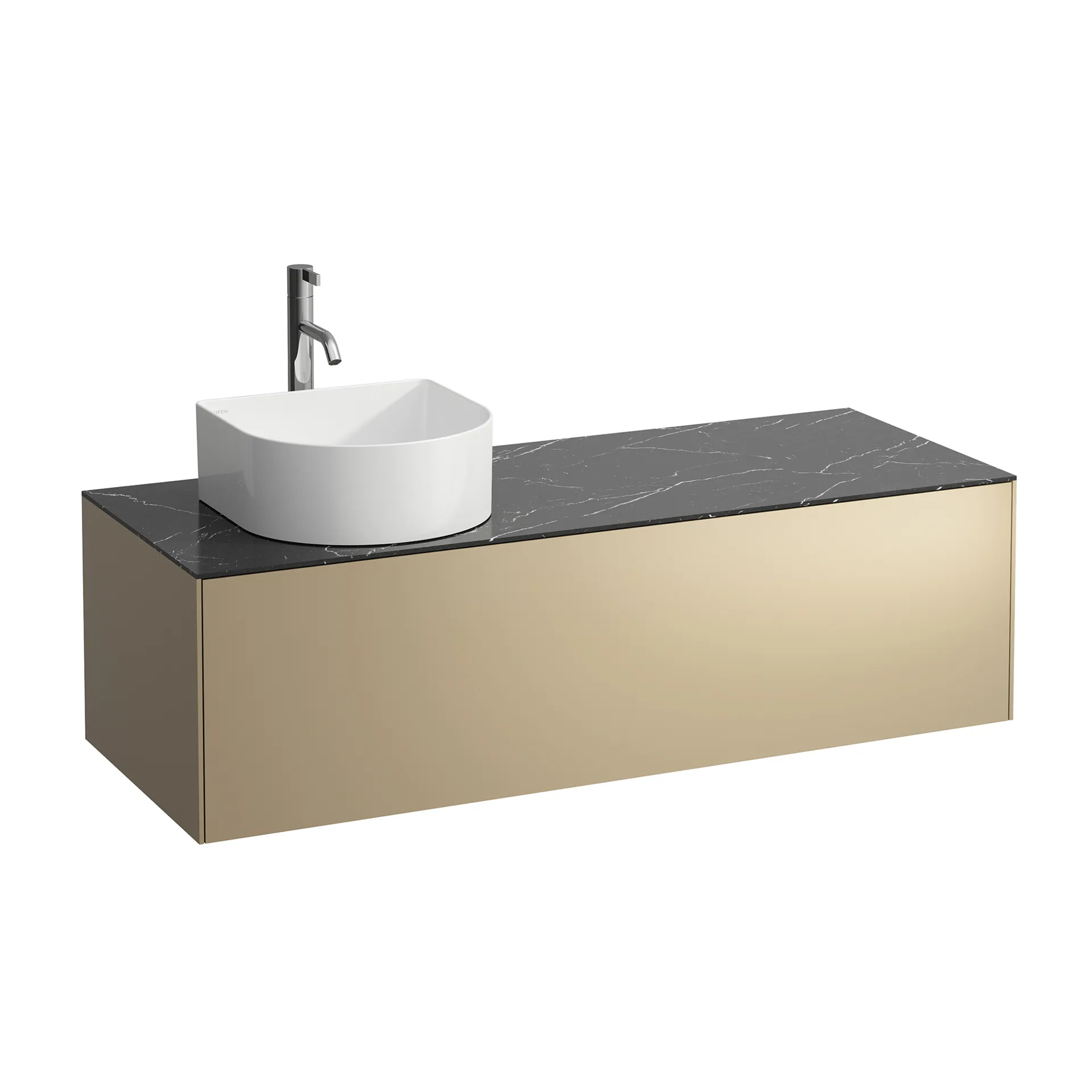 Laufen Waschtischunterbau „SONAR“ 1177 × 341 × 457 mm Gold, ohne Hahnlochbohrung, links