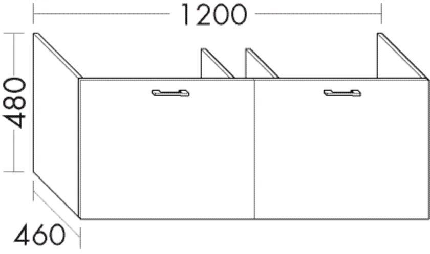 Waschtischunterschrank Sys30 von burgbad – 1200 mm breit, 480 mm hoch, mittiger Installationsraum, 2 Auszüge Waschtischunterschrank Sys30 von burgbad – 1200 mm breit, 480 mm hoch, mittiger Installationsraum, 2 Auszüge
