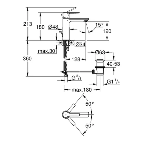 Grohe Lineare Einhand-Waschtischbatterie 32114_1 S-Size, Einlochmontage, chrom Grohe Lineare Einhand-Waschtischbatterie 32114_1 S-Size, Einlochmontage, chrom