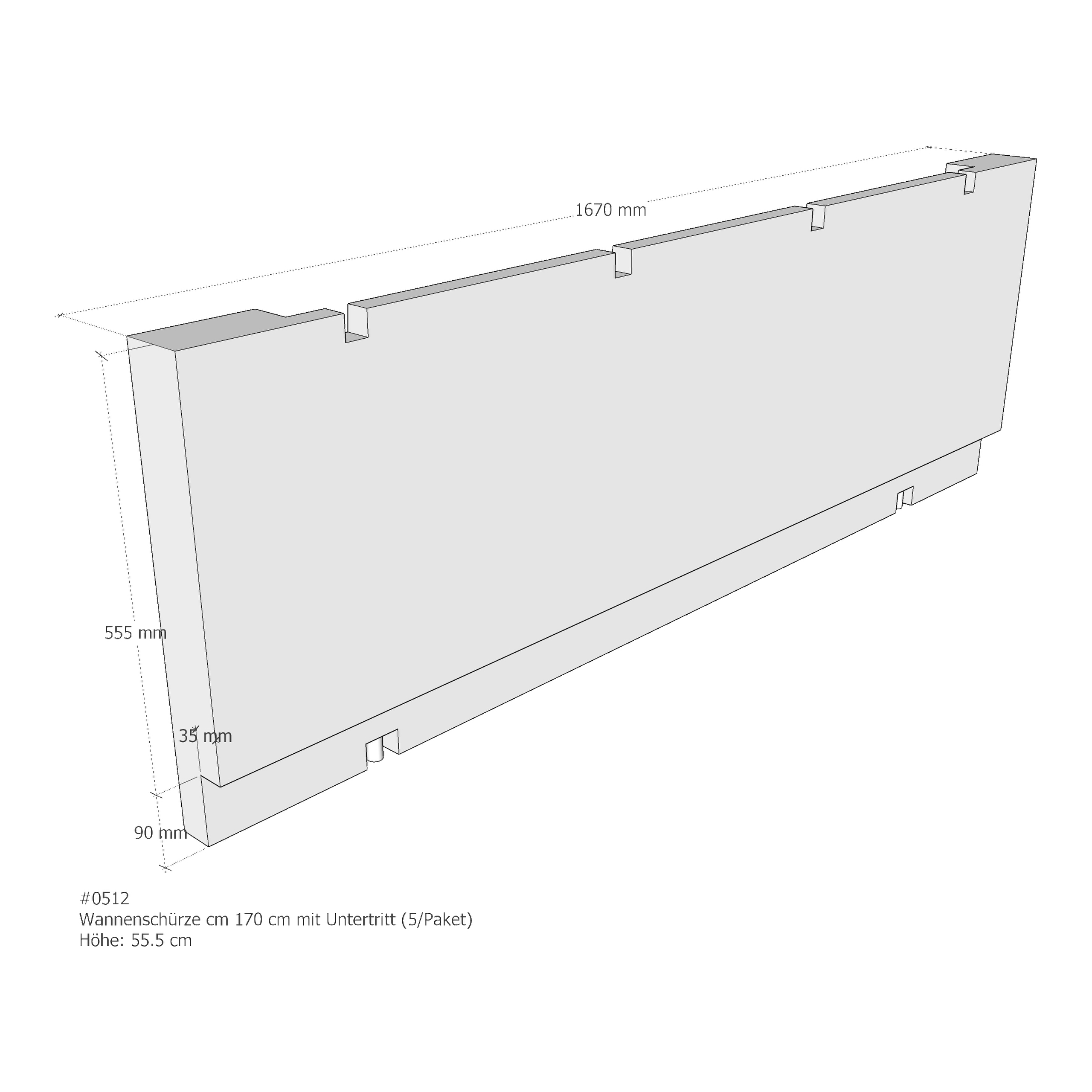 LDG Frontschürze für Badewanne, mit Untertritt „Frontschürze“ 167 × 5 cm