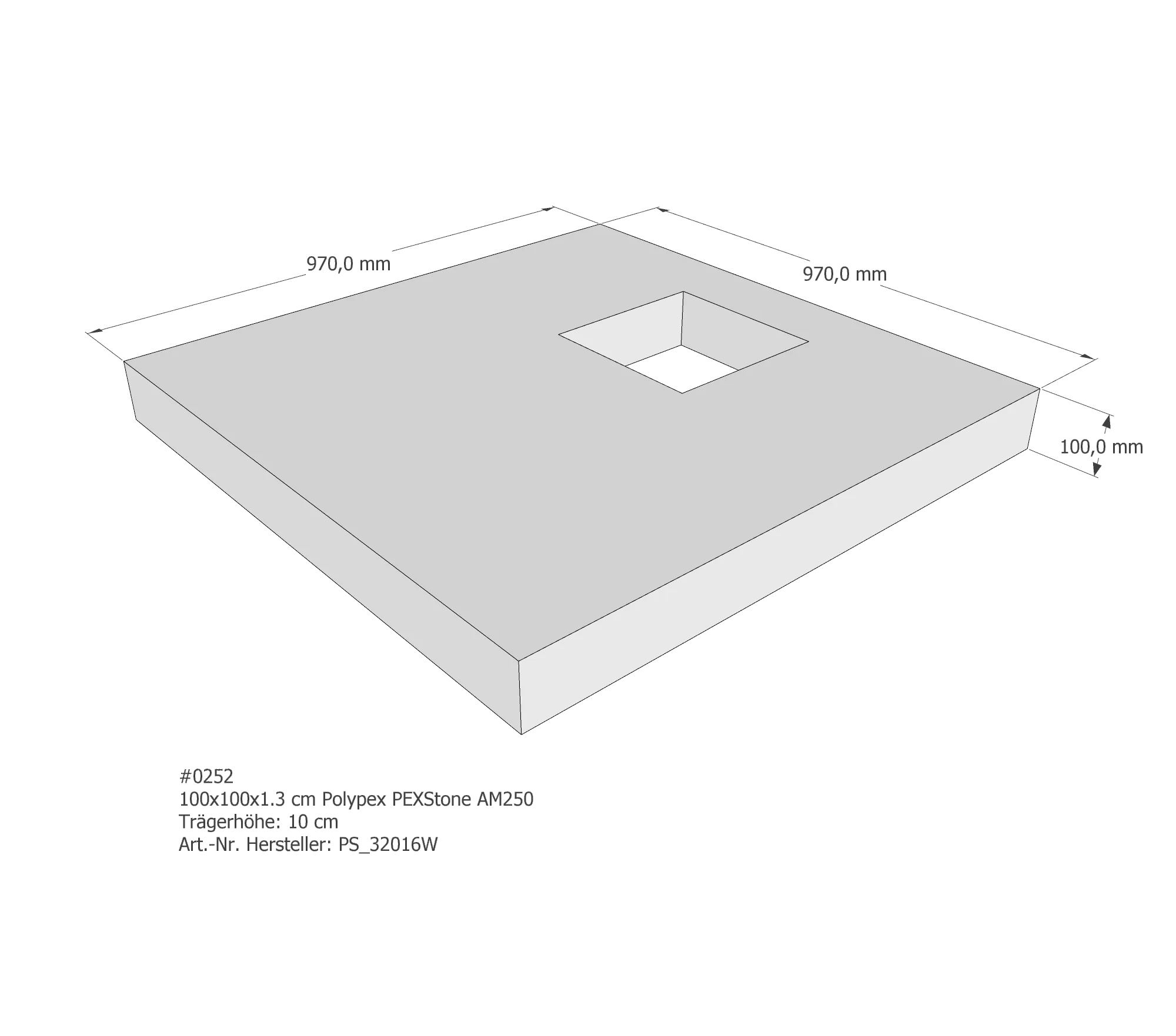 Duschwannenträger passend für Polypex PEXStone 100 × 100 × 1,3 cm