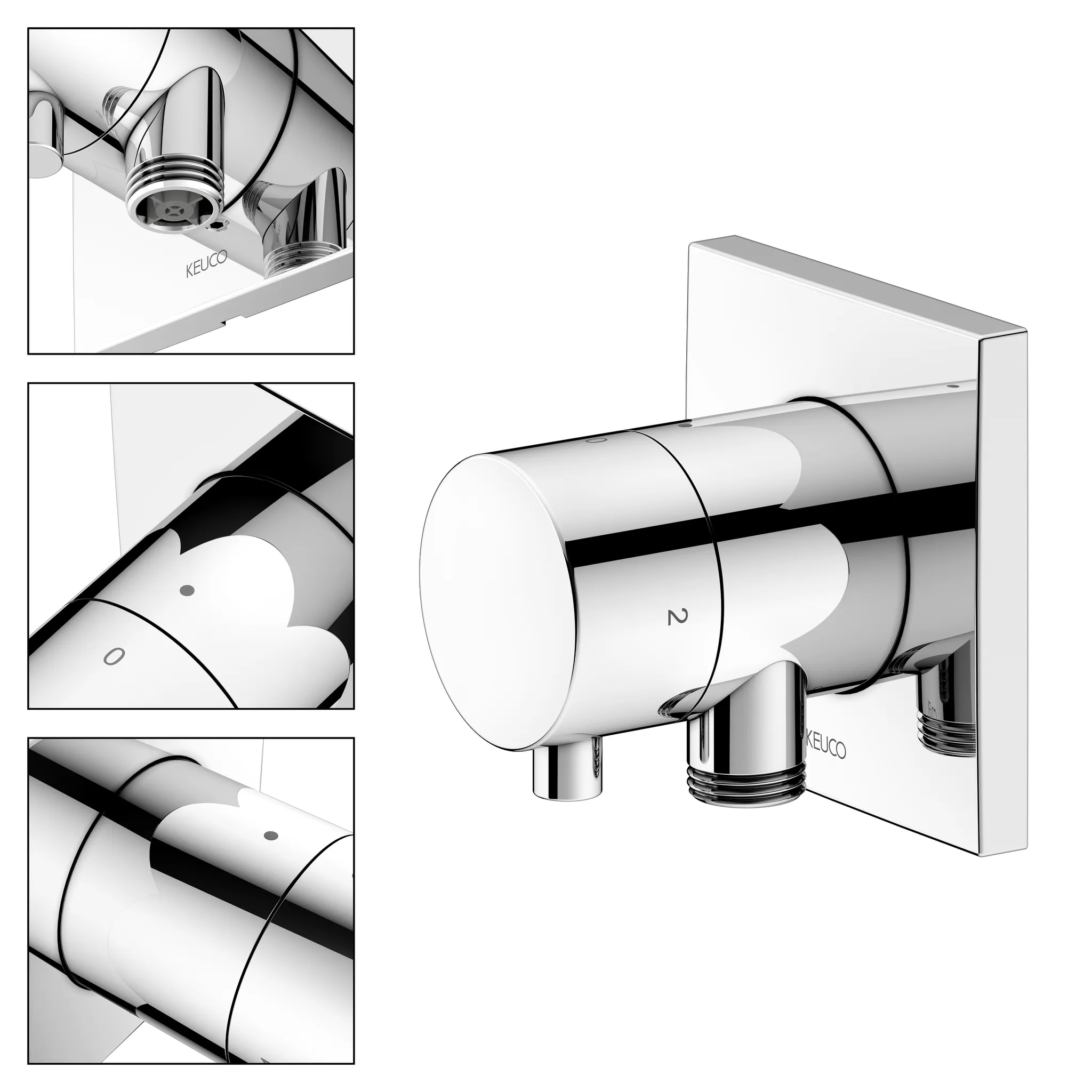 KEUCO IXMO Ab- und Umstellventil Unterputz für 2 Verbraucher mit Schlauchanschluss eckig verchromt KEUCO IXMO Ab- und Umstellventil Unterputz für 2 Verbraucher mit Schlauchanschluss eckig verchromt