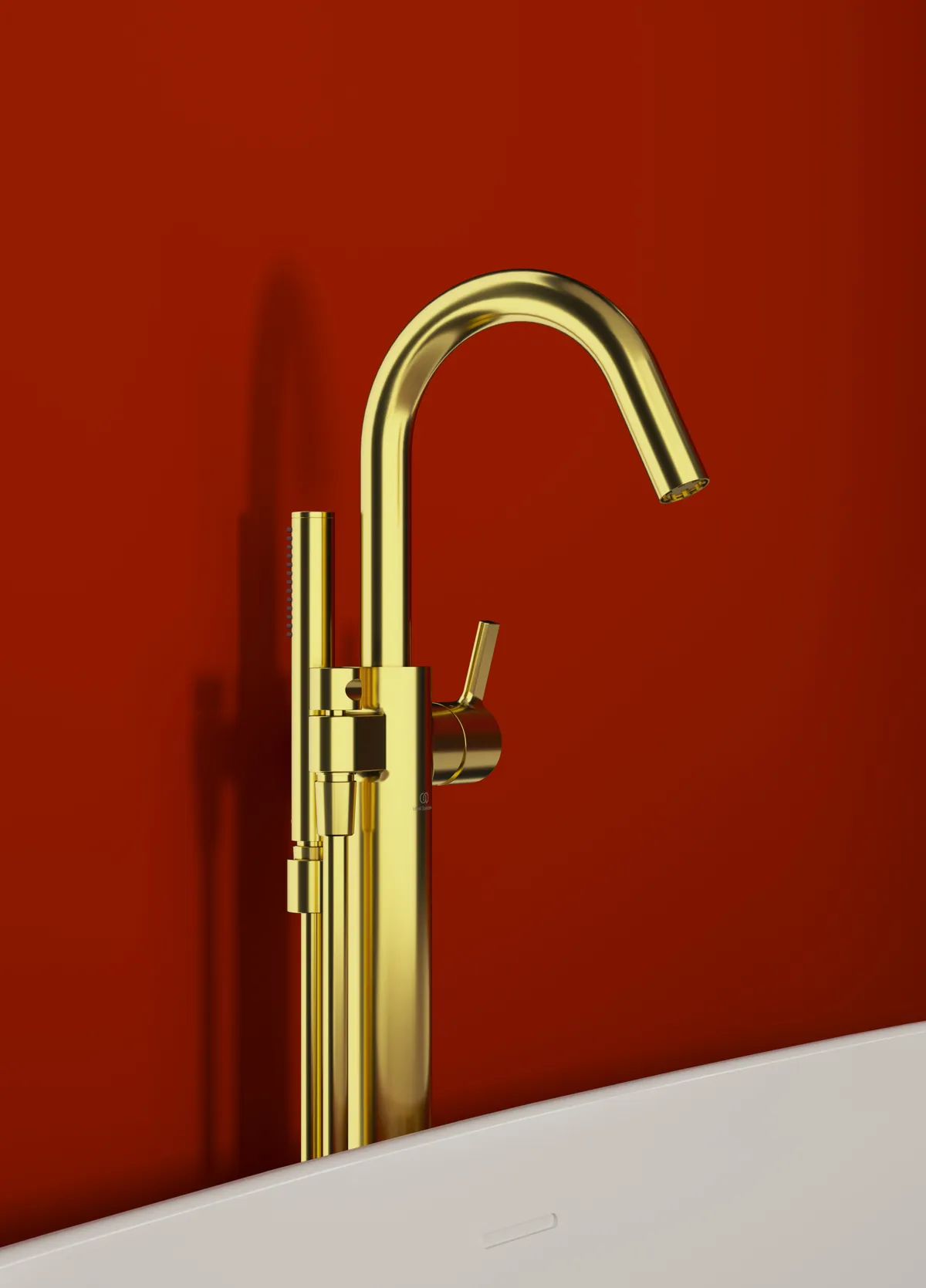 Ideal Standard freistehende Badewannenarmatur Joy, Brushed Gold, Ausladung 190 mm