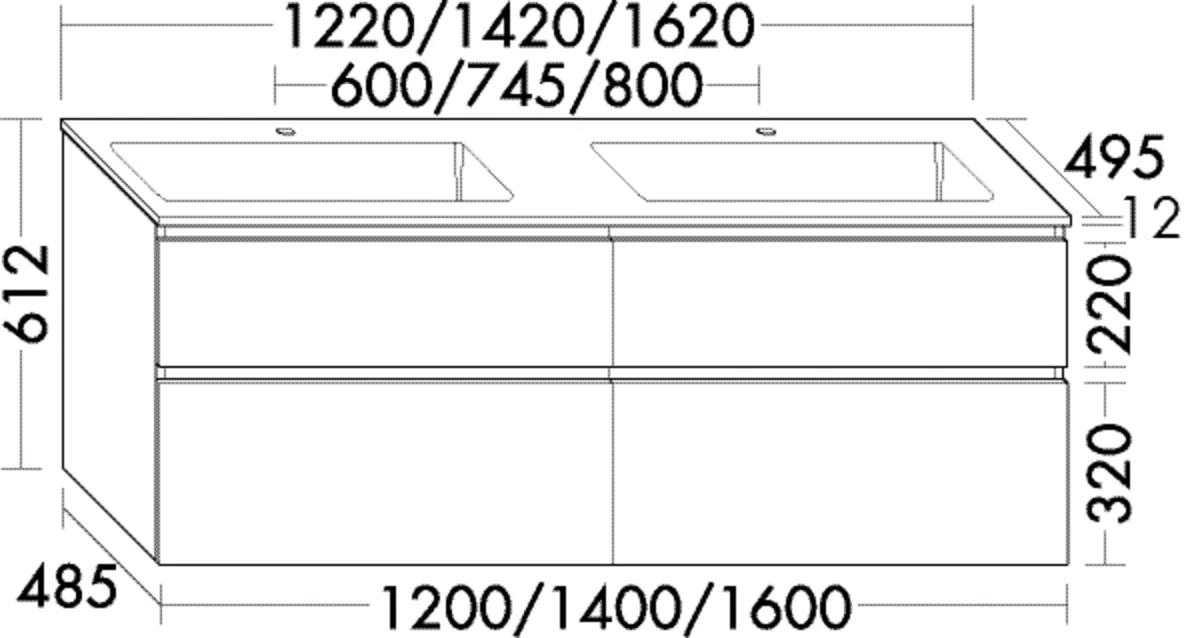 burgbad Lin20 Mi-Waschtisch inkl. WTU SGIB142 Mineralguss-Doppelwaschtisch 495x1420x612 PG2 burgbad Lin20 Mi-Waschtisch inkl. WTU SGIB142 Mineralguss-Doppelwaschtisch 495x1420x612 PG2