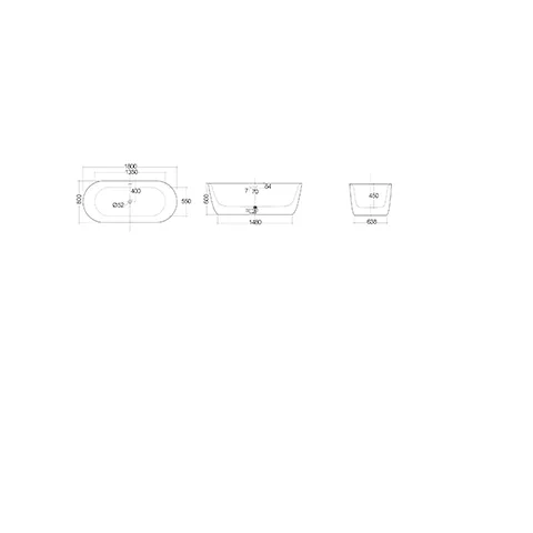 Kludi-ELIN Badewanne 180x80cm, Rund Ablauf, Metallfüße, Mattweiß