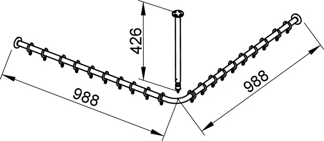 Plan 14939171000 Brausevorhangstangen-Set für Dusche Winkelform 1000 x 1000 mm silber-eloxiert