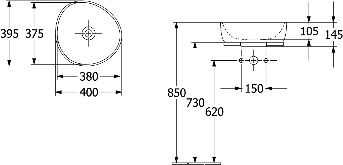 Villeroy & Boch Aufsatzwaschtisch „Antao“ 400 × 395 × 150 mm, ohne Hahnlochbohrung in Almond Villeroy & Boch Aufsatzwaschtisch „Antao“ 400 × 395 × 150 mm, ohne Hahnlochbohrung in Almond