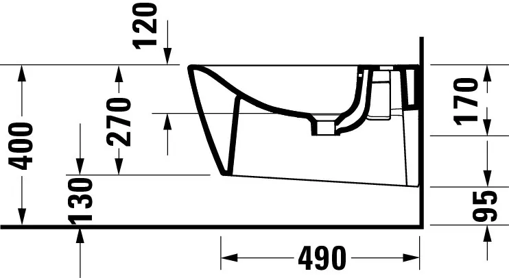 Duravit Wand-Bidet „Viu“, Befestigung sichtbar 37 × 57 × 30,5 cm