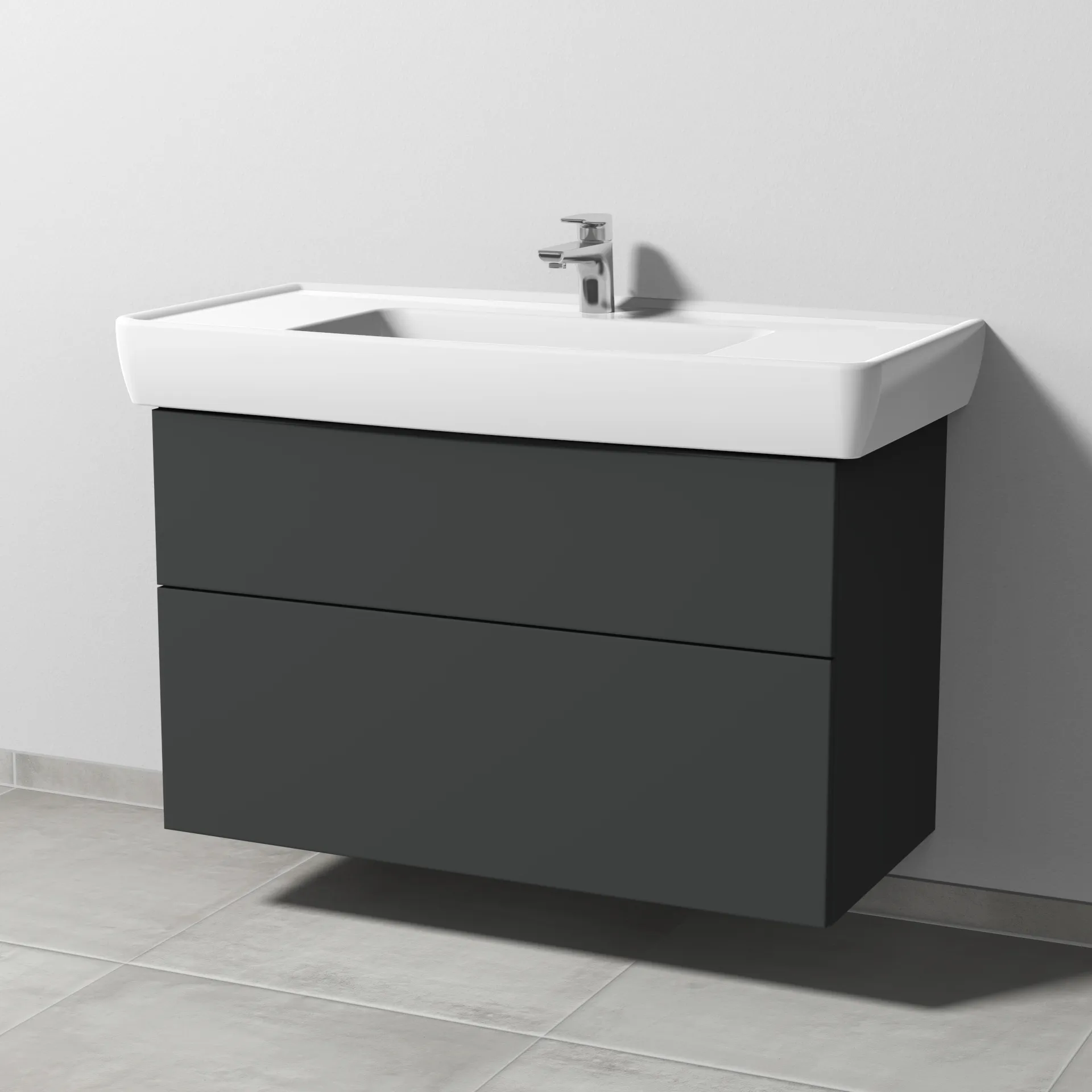 Sanipa Waschtischunterschrank „3way“ passend zu Keramik-Waschtische Pro A von Laufen 950 × 588 × 447 mm in Graphit (matt)