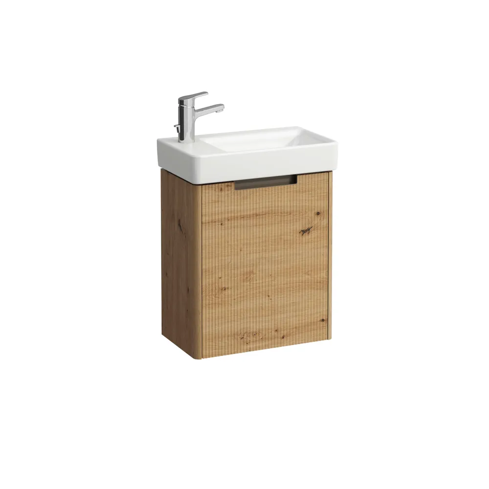 Waschtisch+Waschtischunterbau PRO S SET JUNA 280x480x607 1 Hahnloch mit Überlauf 1 Tür Scharnier links mit Griffmulde weiß/we matt Waschtisch+Waschtischunterbau PRO S SET JUNA 280x480x607 1 Hahnloch mit Überlauf 1 Tür Scharnier links mit Griffmulde weiß/we matt