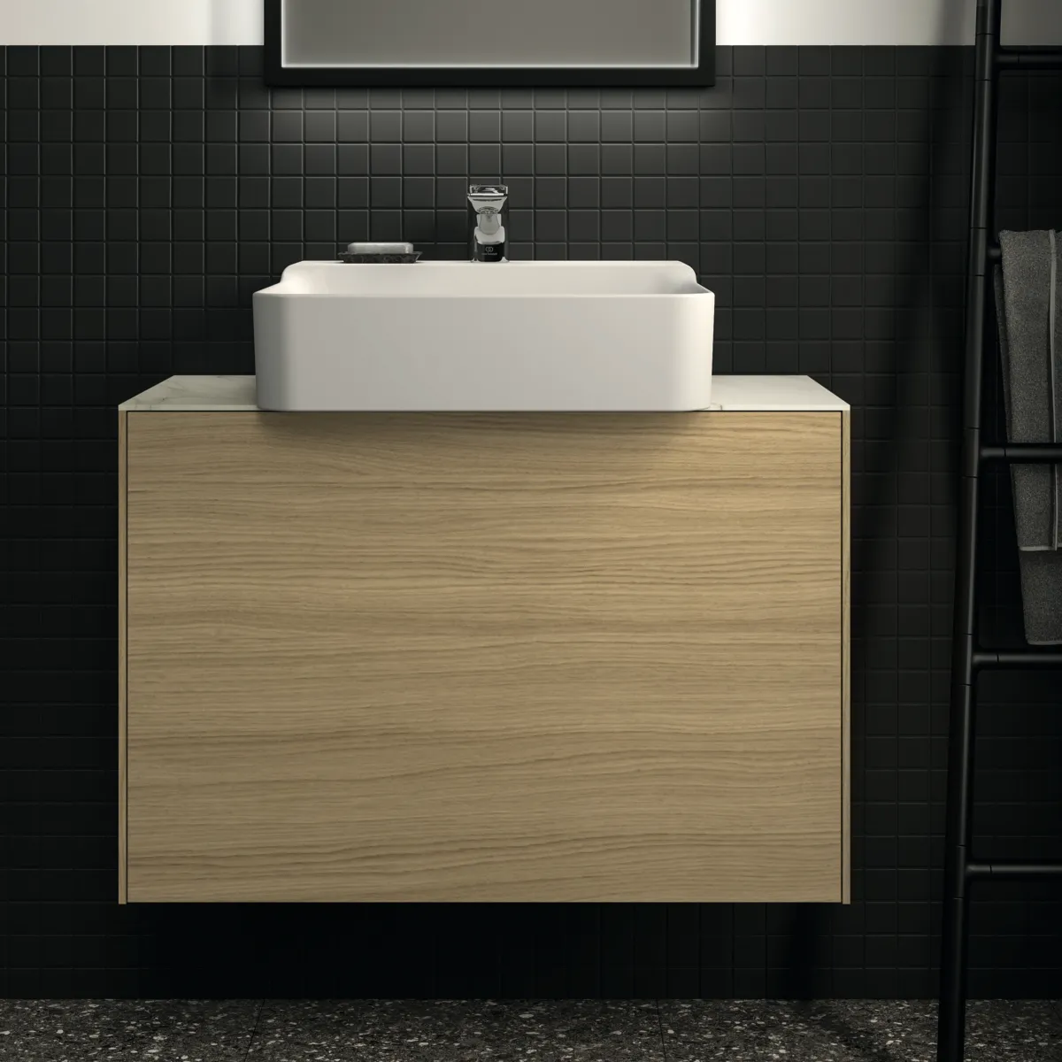 Waschtischplatte Conca, aus Keramik, 802x373x6mm, Marmor Noir Desir Waschtischplatte Conca, aus Keramik, 802x373x6mm, Marmor Noir Desir