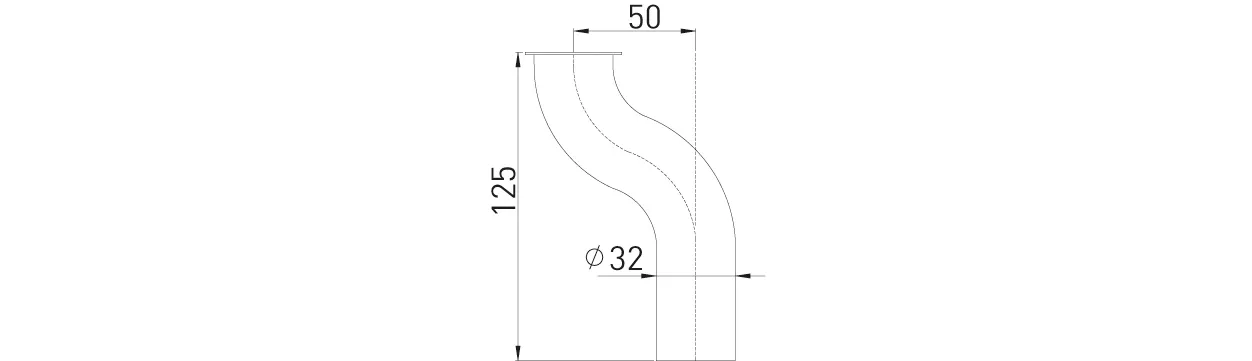 Bördelrohr S-Form Messing vc 32 x 125 mm Bördelrohr S-Form Messing vc 32 x 125 mm