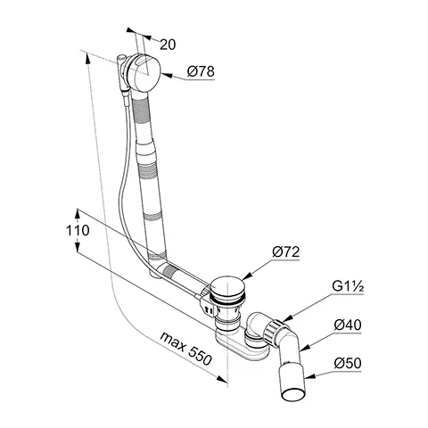 Kludi ROTEXA 2000 Abl.-u.Überlaufgarnitur chrom Kludi ROTEXA 2000 Abl.-u.Überlaufgarnitur chrom