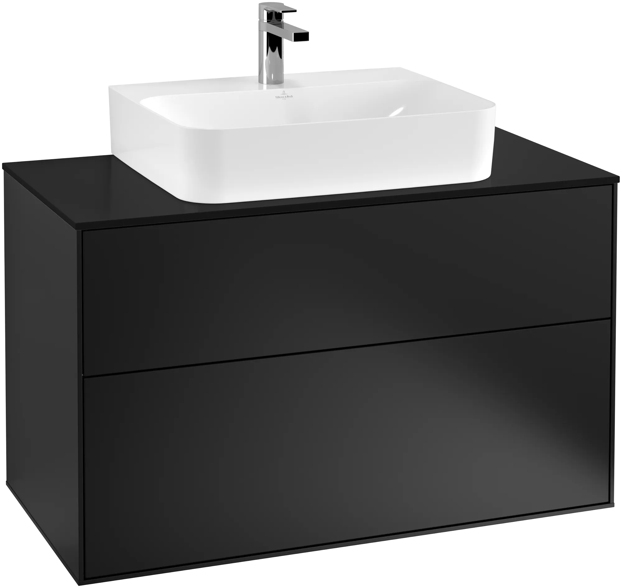 Villeroy & Boch Finion Waschbeckenunterschrank G10, 1000 x 603 x 501 mm, Black Matt Lacquer / Glass Black Matt