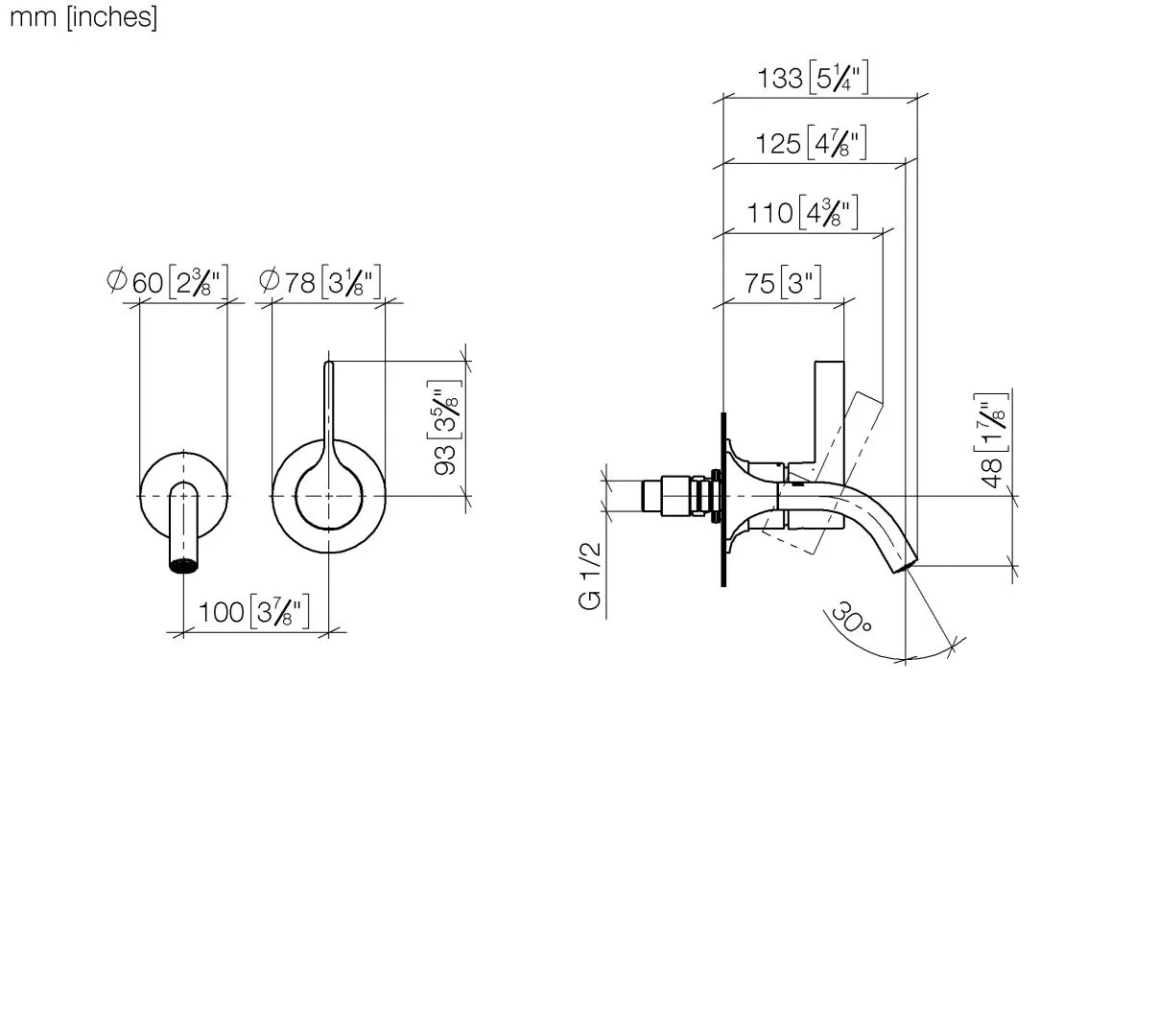 Waschtisch-Wand-Einhandbatterie ohne Ablaufgarnitur VAIA Chrom 36867809