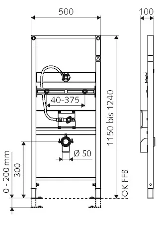 Urinal-Modul MONTUS, Typ COMPACT II LC, B 50 cm x H 124 cm, Rahmen pulverbeschichtet