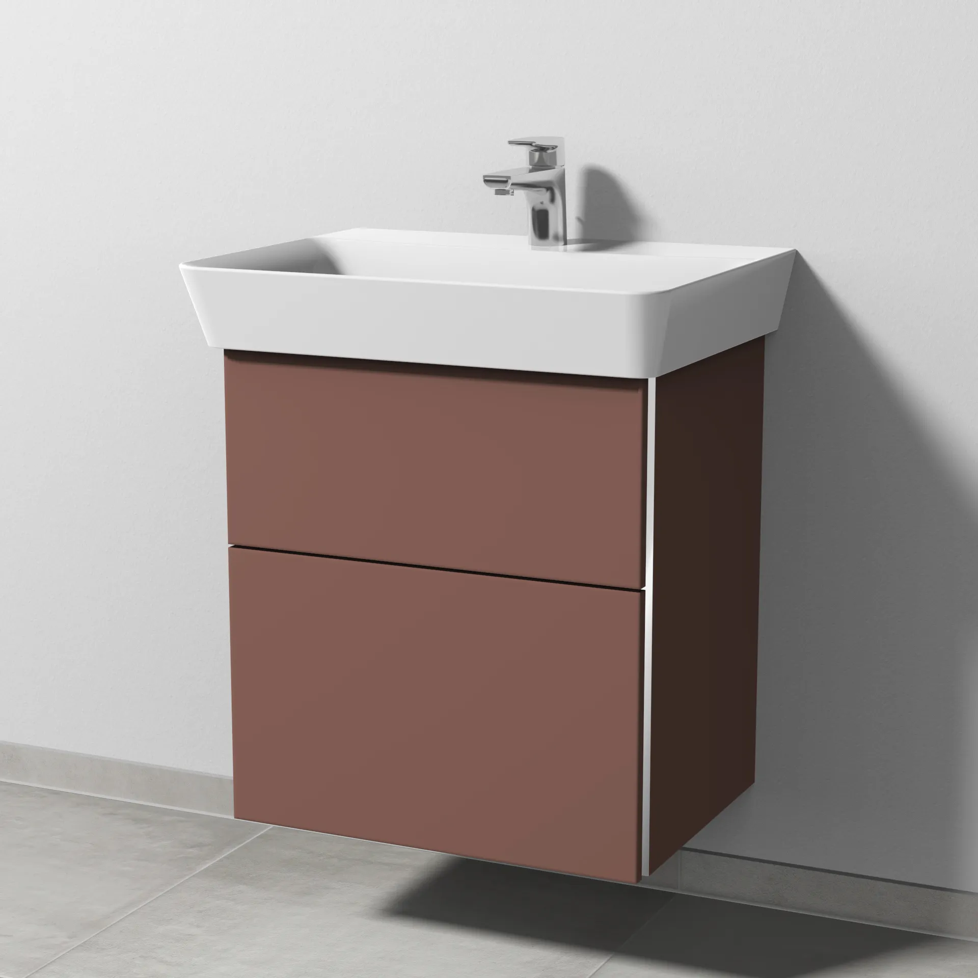 Sanipa Waschtischunterschrank „3way“ passend zu Keramik-Waschtische Connect Air Cube von Ideal Standard 525 × 582 × 402 mm in Wine-Red