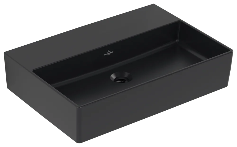 Villeroy & Boch Memento 2.0 Wandwaschbecken Pure Black CeramicPlus, 600x420x135 mm, TitanCeram, matt, für Wandauslaufarmatur