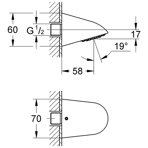 Grohe Relexa 70 Sportkopfbrause 1 Strahlart, chrom Grohe Relexa 70 Sportkopfbrause 1 Strahlart, chrom