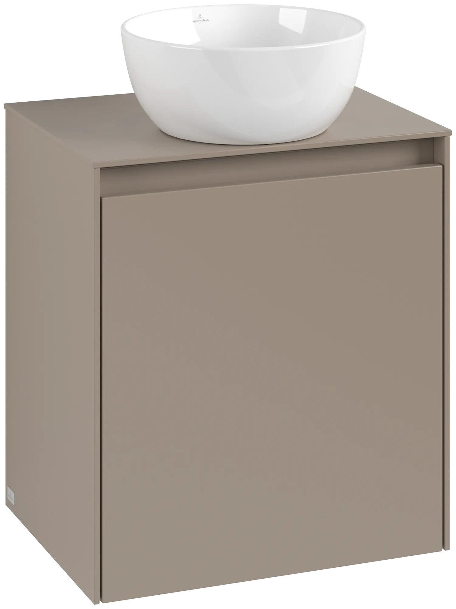 Villeroy & Boch Waschtischunterschrank „Collaro“ 500 × 548 × 380 mm Taupe, für Becken mittig, Anschlag links, mit Beleuchtung