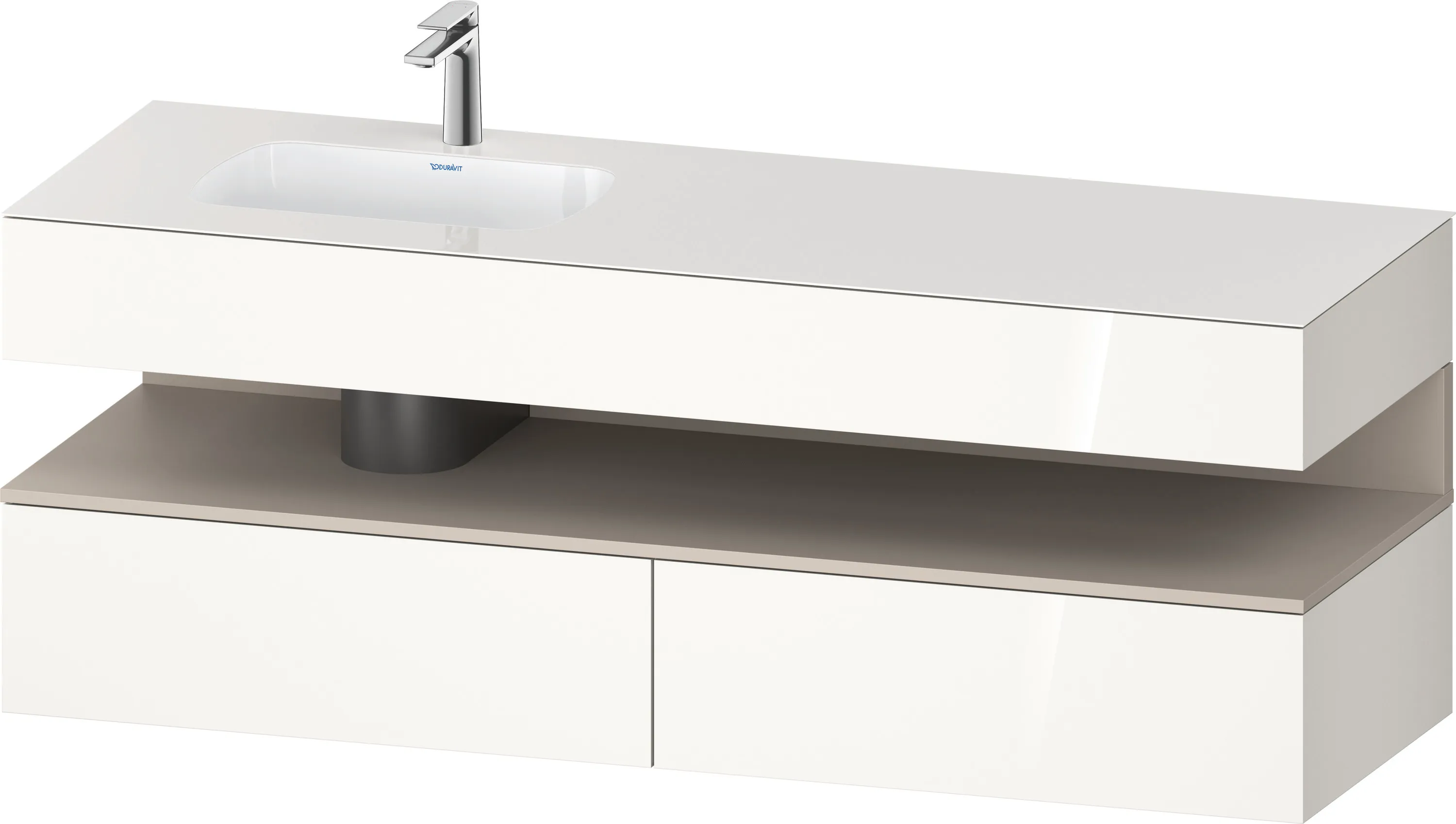 Einbauwaschtisch mit Konsolenwaschtischunterbau „Qatego“ 160 × 50 × 60 cm, ohne Beleuchtung
